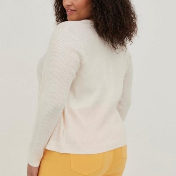 Torrid Women’s Cardigan 2X Cream Cotton Blend Rib Knit Classic Contemporary - Picture 4 of 10